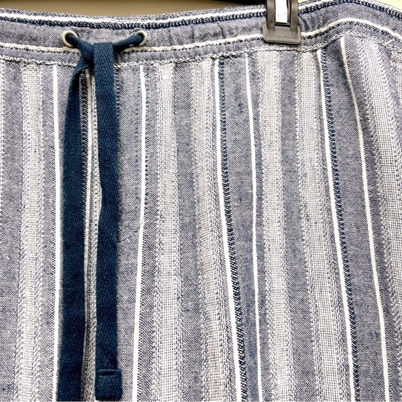 DASH Women's Stripe Linen boho Pants elastic waist high rise size L - Picture 3 of 8